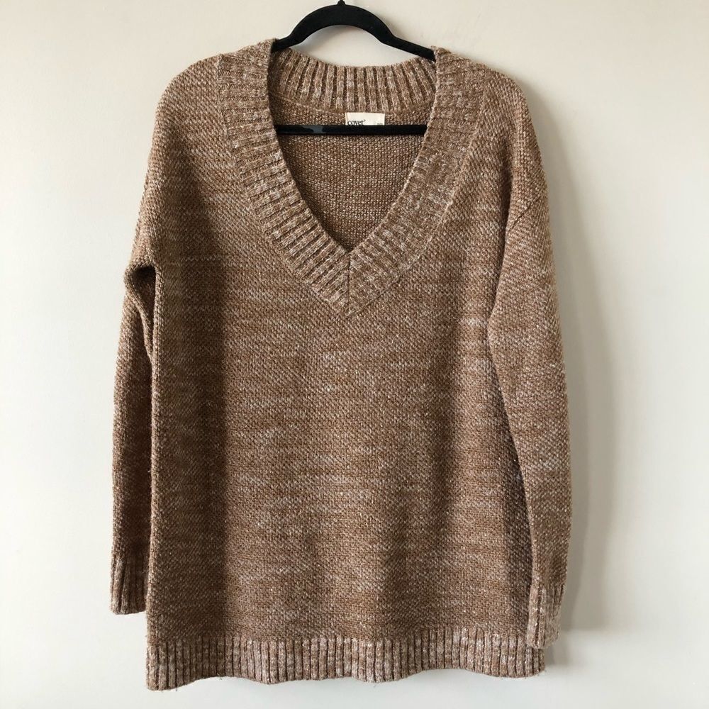 Covet Neutral Brown/White Metallic Speck Sweater